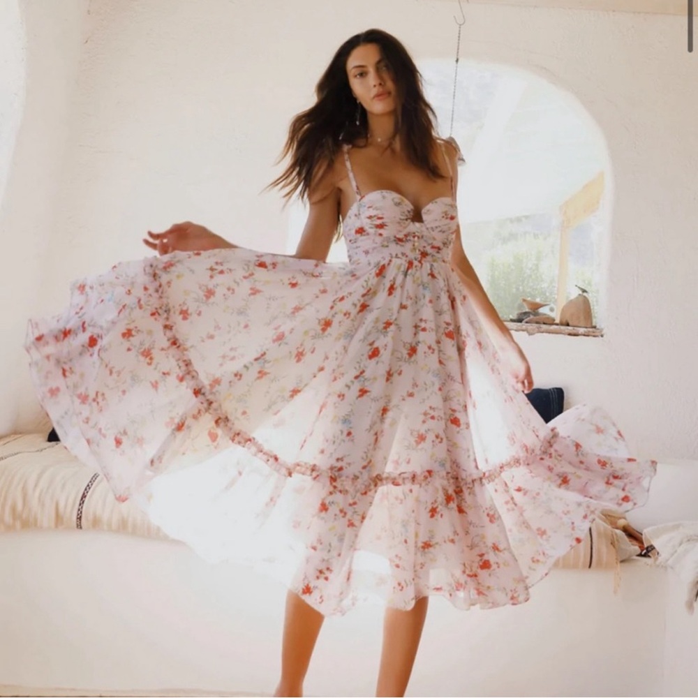 Adeirlina pink flower cut-out dress size small